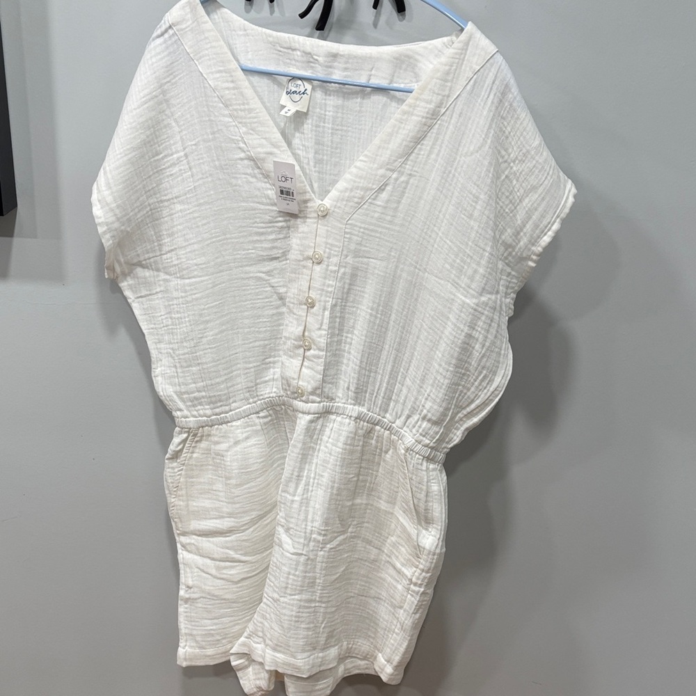 LOFT Beach White V-Neck romper